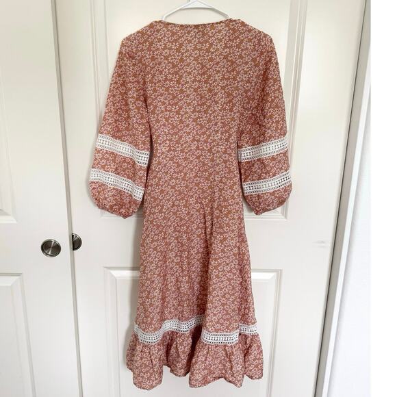 Maje Restella Daisy Printed Lattice Detail Whimsy Garden Wrap Dress 36 Small - Picture 5 of 9